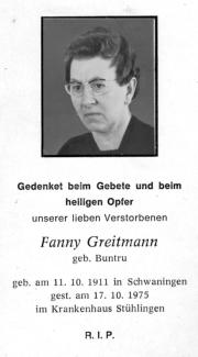 Greitmann Fanny, geb. Buntru, 17.10.1975