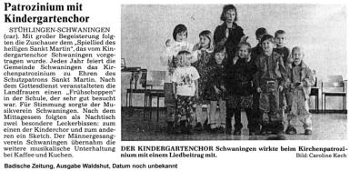 Kindergarten Schwaningen - Zeitungsberichte