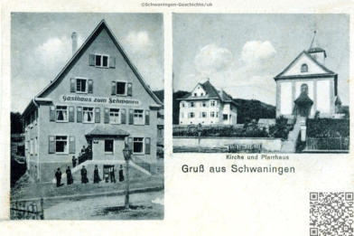 Schwaningen - Gasthaus Schwanen und rk Kirche
