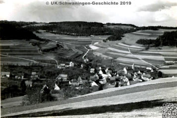 Schwaningen Dorfbilder Ausschnitte vor 1959, da Märkles Haus Zum Stutz noch nicht gebaut war.