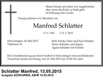 Schlatter Manfred, 13.05.2015