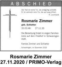Rosmarie Zimmer, geb. Schlatter
