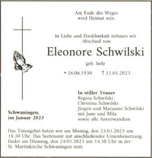 Schwilski Eleonore / Lorle 11.01.2023 