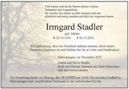 Irmgard Stadler / gest. 06.12.2023