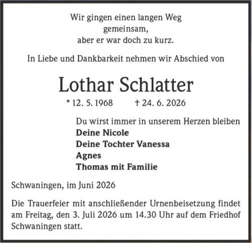 Schlatter Lothar, Badische Zeitung 30.06.2026